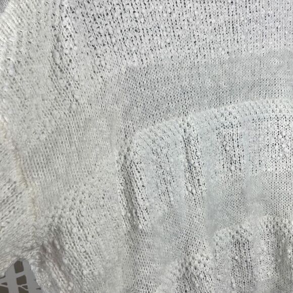 Alya Eyelash Popcorn Metallic Knit Open Front Longline Cardigan Sweater M Ivory - Picture 9 of 9